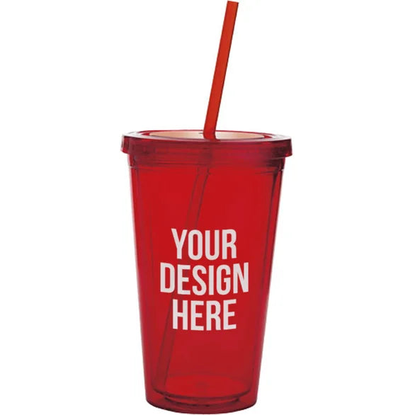 16oz Double Walled Red Tumbler - CLEARANCE
