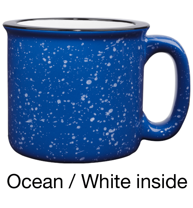 [1209, 4C] 15oz Ceramic Campfire Mug Burgundy, White, Ocean, Cobalt, Aqua, Black (Blank)