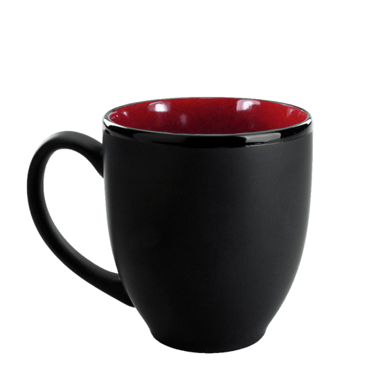 [1376MF, 4C] Matte Black Outside Bistro Ceramic Mug Red, Orange