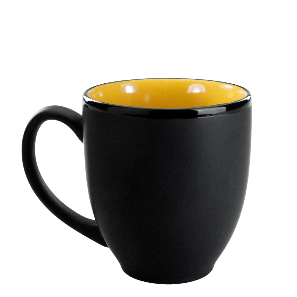[1376MF, 4C] Matte Black Outside Bistro Ceramic Mug Yellow, White, Ocean Blue, Lime Green, Aqua (Blank)