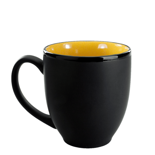 [1376MF, 4C] Matte Black Outside Bistro Ceramic Mug Yellow, White, Ocean Blue, Lime Green, Aqua