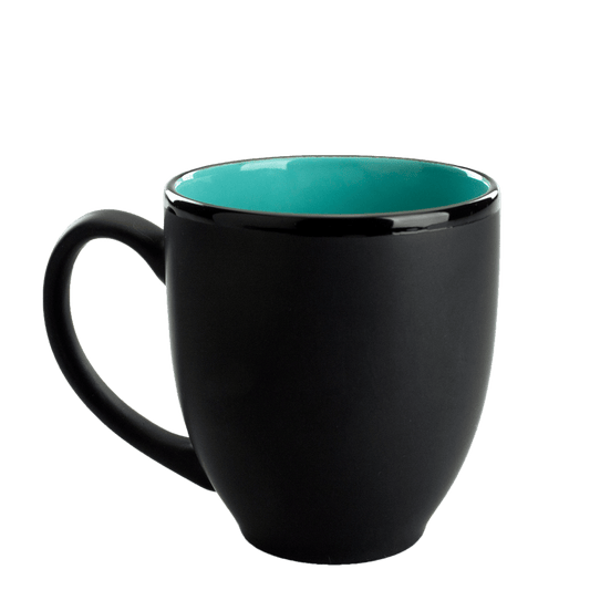 [1376MF, 4C] Matte Black Outside Bistro Ceramic Mug Yellow, White, Ocean Blue, Lime Green, Aqua