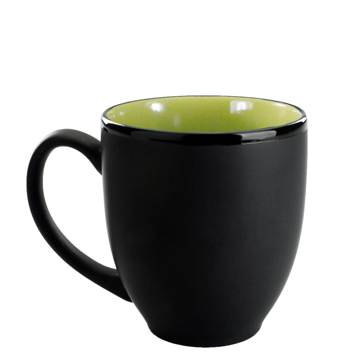 [1376MF, 4C] Matte Black Outside Bistro Ceramic Mug Yellow, White, Ocean Blue, Lime Green, Aqua (Blank)
