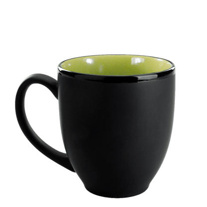 [1376MF, 4C] Matte Black Outside Bistro Ceramic Mug Yellow, White, Ocean Blue, Lime Green, Aqua (Blank)