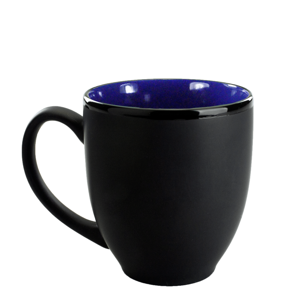 [1376MF, 4C] Matte Black Outside Bistro Ceramic Mug Yellow, White, Ocean Blue, Lime Green, Aqua (Blank)