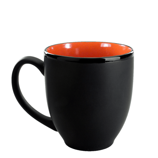 [1376MF, 4C] Matte Black Outside Bistro Ceramic Mug Red, Orange