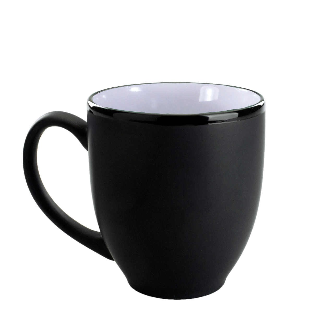[1376MF, 4C] Matte Black Outside Bistro Ceramic Mug Yellow, White, Ocean Blue, Lime Green, Aqua (Blank)
