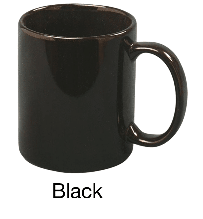 [3421, 4C] – 11oz C-Handle Ceramic Mug Maroon, Green, Cobalt, Black, Aqua, Dark Plum (Blank)