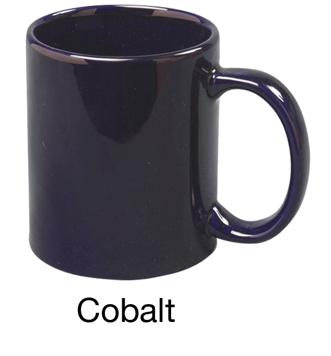 [3421, 4C] – 11oz C-Handle Ceramic Mug Maroon, Green, Cobalt, Black, Aqua, Dark Plum (Blank)