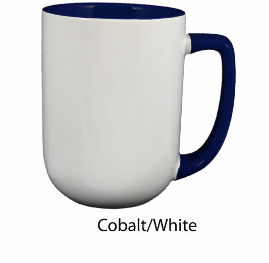 [409, 4C] – 17oz Black, Cobalt Inside & Handle/White Outside Ceramic Mug (Blank)