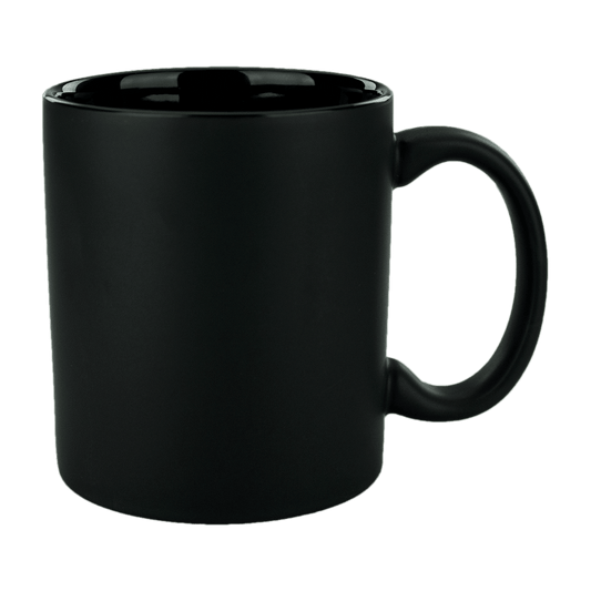 [7168MF, 4C] – 11oz Matte Black Outside Ceramic Mug Yellow, Lime, Ocean, White, Black, Aqua