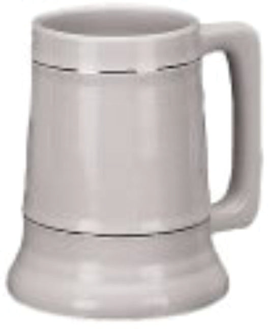 [7198-P2, 4C] – 28oz White with Platinum Bands Ceramic Beer Stein (Blank)