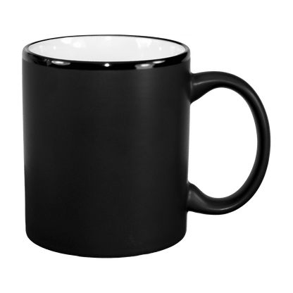 [7168MF, 4C] – 11oz Matte Black Outside Ceramic Mug Yellow, Lime, Ocean, White, Black, Aqua (Blank)