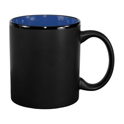 [7168MF, 4C] – 11oz Matte Black Outside Ceramic Mug Yellow, Lime, Ocean, White, Black, Aqua (Blank)