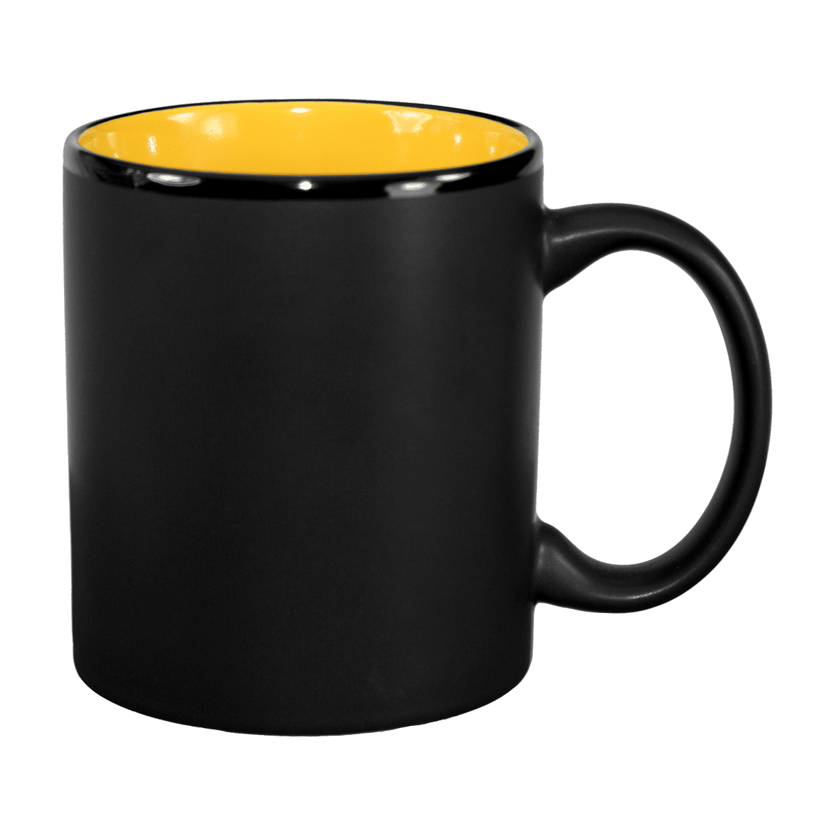 [7168MF, 4C] – 11oz Matte Black Outside Ceramic Mug Yellow, Lime, Ocean, White, Black, Aqua (Blank)