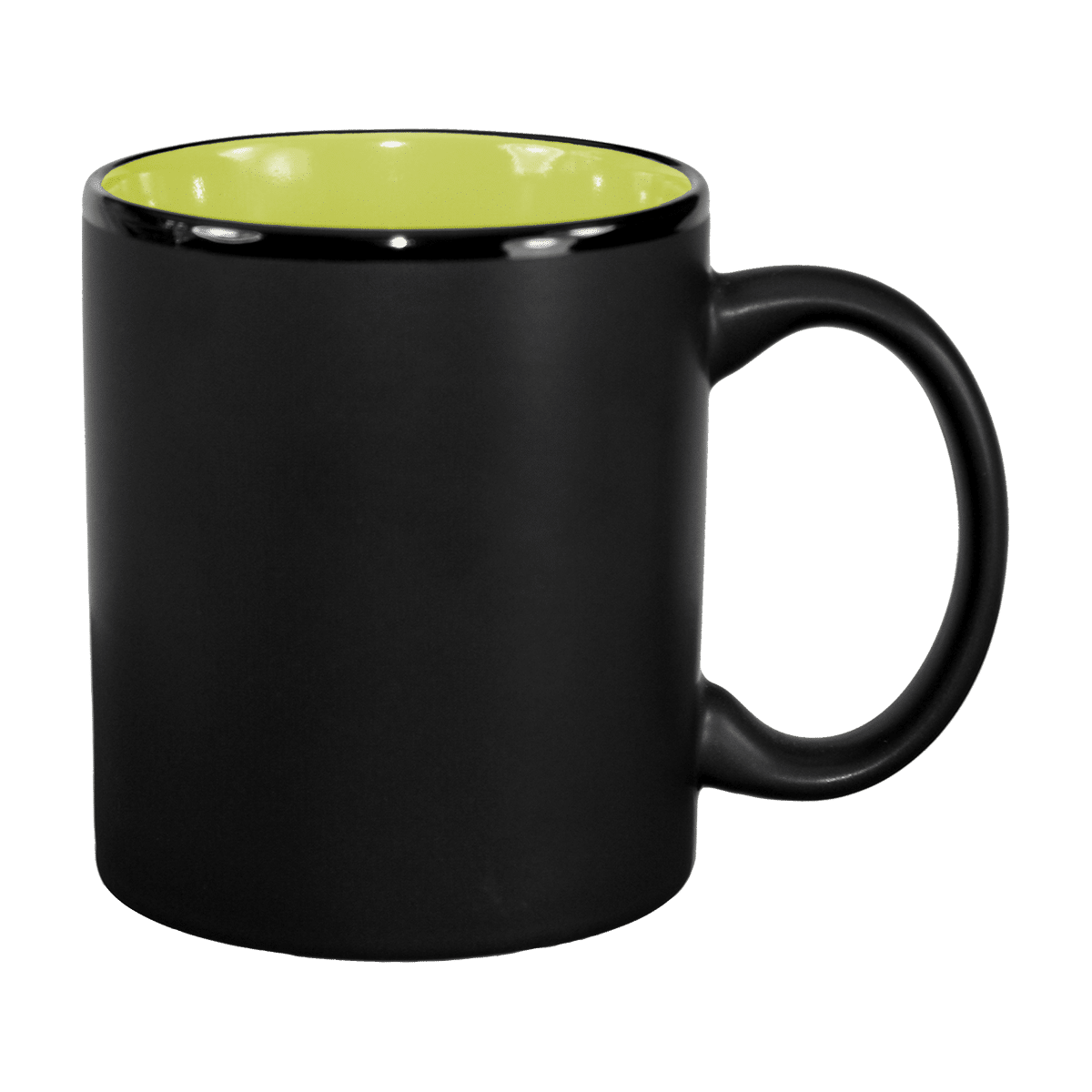 [7168MF, 4C] – 11oz Matte Black Outside Ceramic Mug Yellow, Lime, Ocean, White, Black, Aqua (Blank)