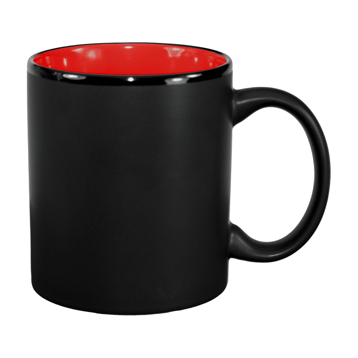 [7168MF, 4C] – 11oz Matte Black Outside Ceramic Mug Red, Orange (Blank)