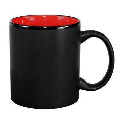 [7168MF, 4C] – 11oz Matte Black Outside Ceramic Mug Red, Orange (Blank)