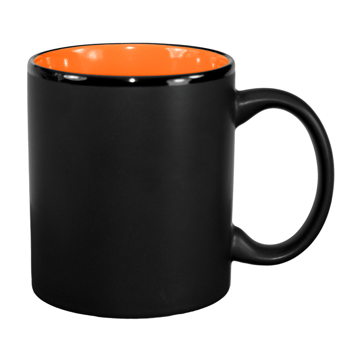 [7168MF, 4C] – 11oz Matte Black Outside Ceramic Mug Red, Orange (Blank)