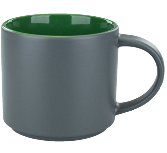 [CF959, 4C] – Grey Outside with White, Green, Red Inside Ceramic Mug (Blank)