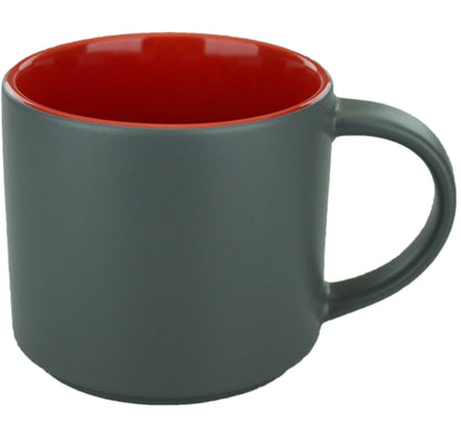 [CF959, 4C] – Grey Outside with White, Green, Red Inside Ceramic Mug (Blank)