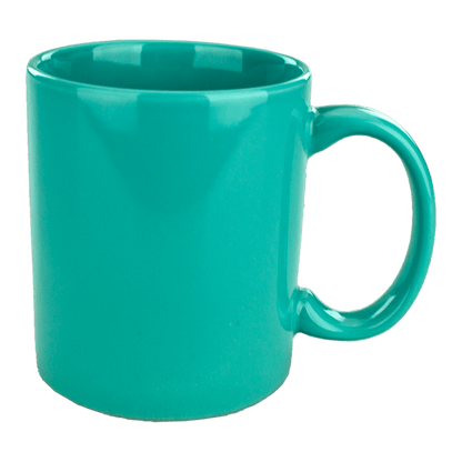 [3421, 4C] – 11oz C-Handle Ceramic Mug Maroon, Green, Cobalt, Black, Aqua, Dark Plum (Blank)
