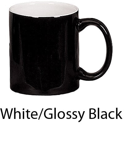 [3421, 4C] 2-Tone – 11 oz Inverted White/Black Inside and Outside Ceramic Mug (Blank)